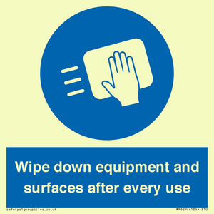 Wipe down equipment and surfaces after every use